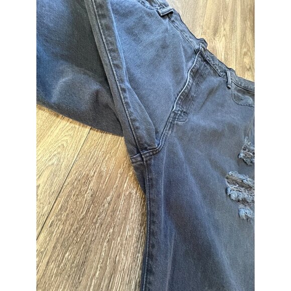 Levi's 569 Black Denim Shorts Loose-Fit Straight Men’s Plus Size 42 Distressed - Picture 8 of 12